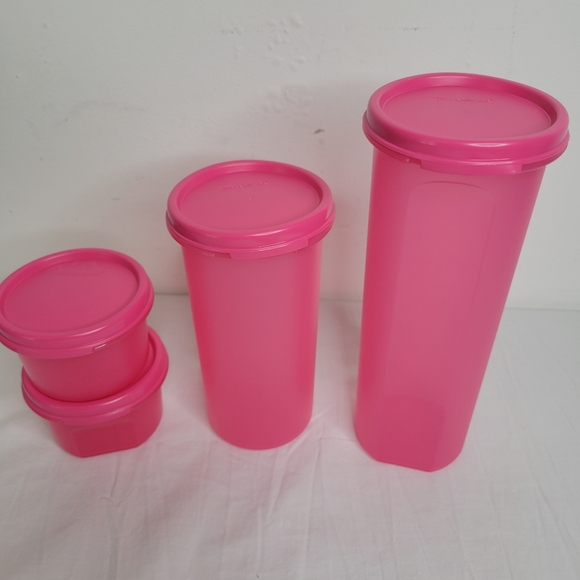 Tupperware Modular Mates Pink Round Set Of 4 Round Containers - Picture 2 of 9